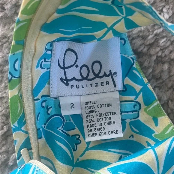 Lilly Pulitzer Blue and Green Floral Dress size 2 - Picture 3 of 3